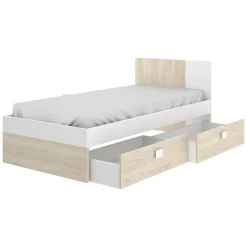 Set Camera da Letto Bianco Marrone Rovere Appendiabiti 6 Cassetti, 6 Ripiani - Redwood
