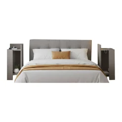 Set Comodini Grigio Tortora 4 Ripiani Colore Ripiano Grigio, Elementi Inclusi 2 Comodini - Tartano