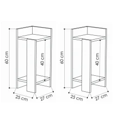 Set Comodini Marrone Quercia Nero Antracite 4 Ripiani Colore Ripiano Marrone, Elementi Inclusi 2 Comodini - Tartano
