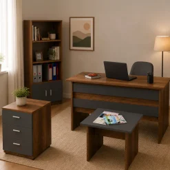 Set da ufficio Rebekah, Noce e Antracite