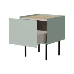Set di 2 comodini Preci, 40x41 h60 cm, Verde e Rovere