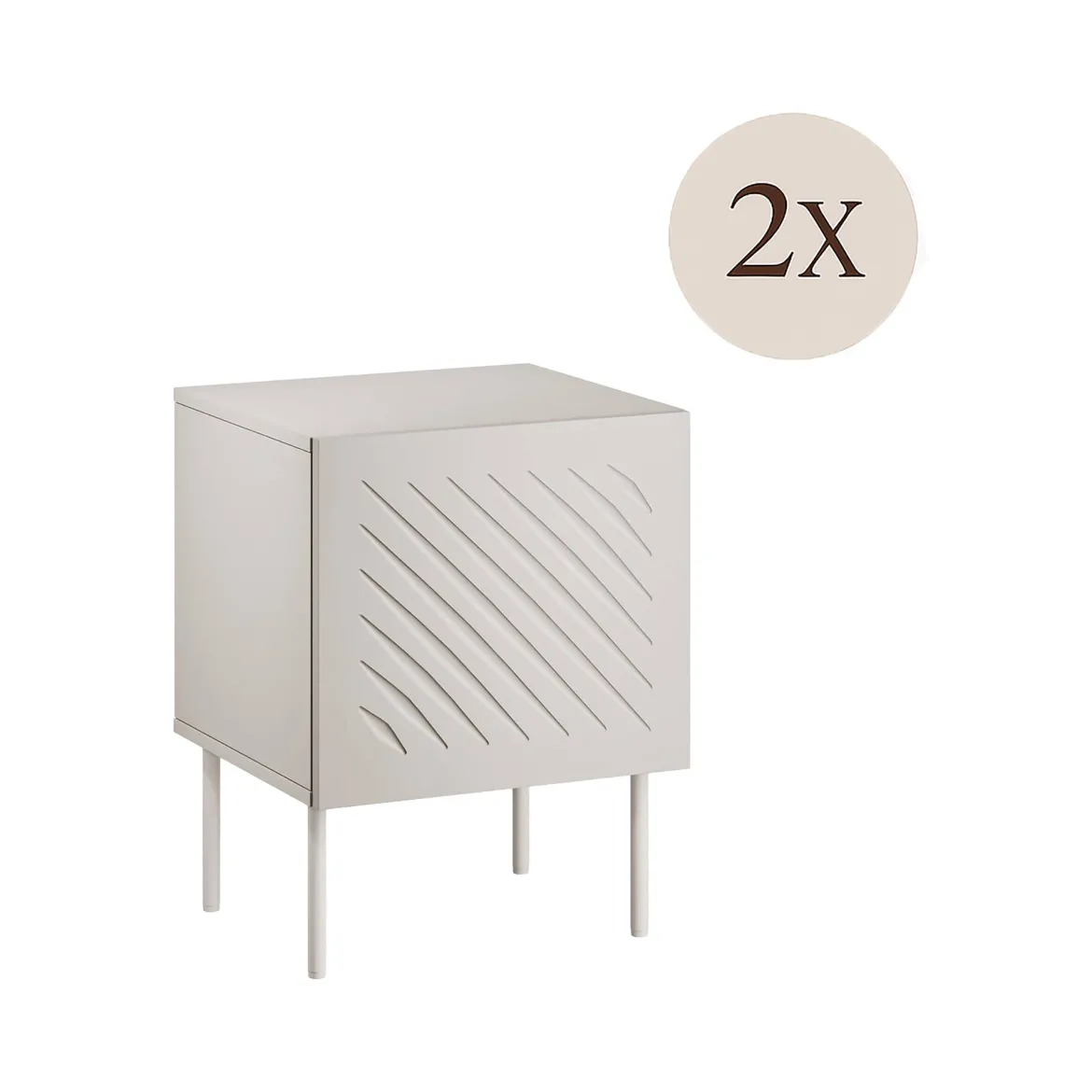 Set di 2 comodini Viano, 45x42 h59 cm, Beige