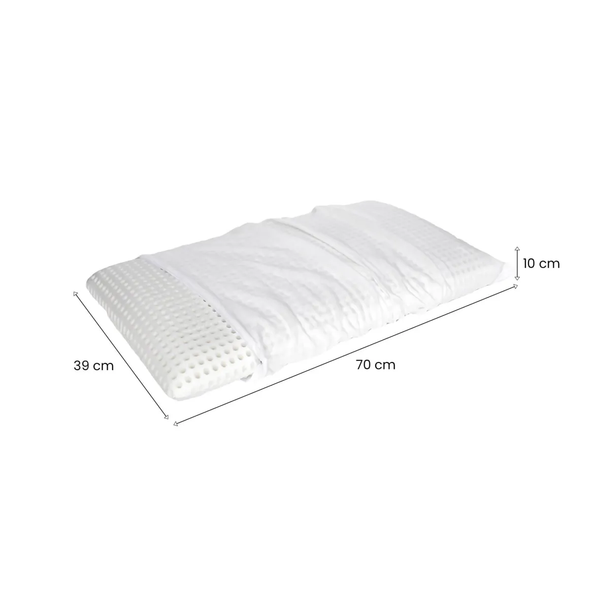 Set di 2 guanciali Alloro, Made in Italy, 70x39 h10 cm, Bianco