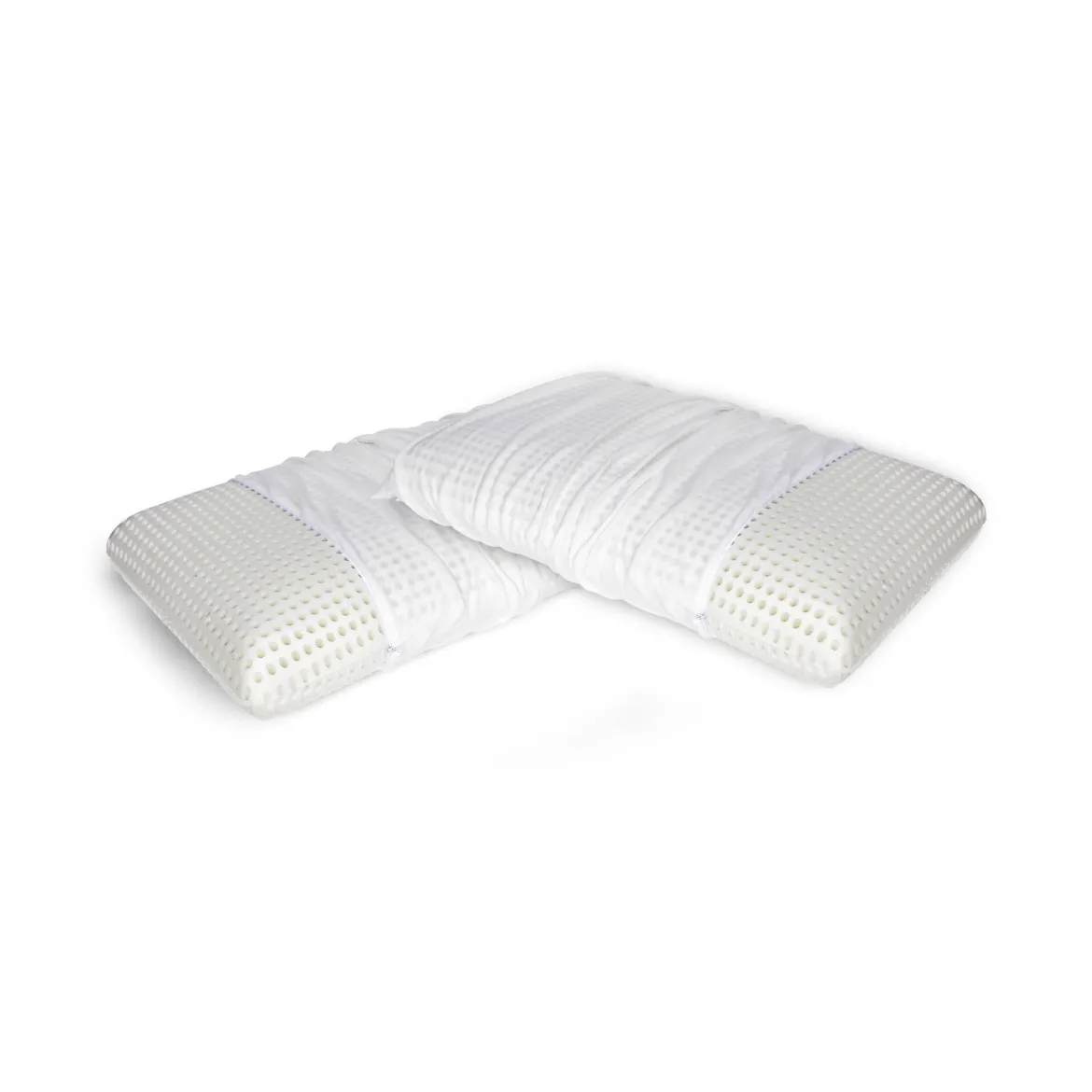 Set di 2 guanciali Basilico, Made in Italy, 70x40 h16 cm, Bianco