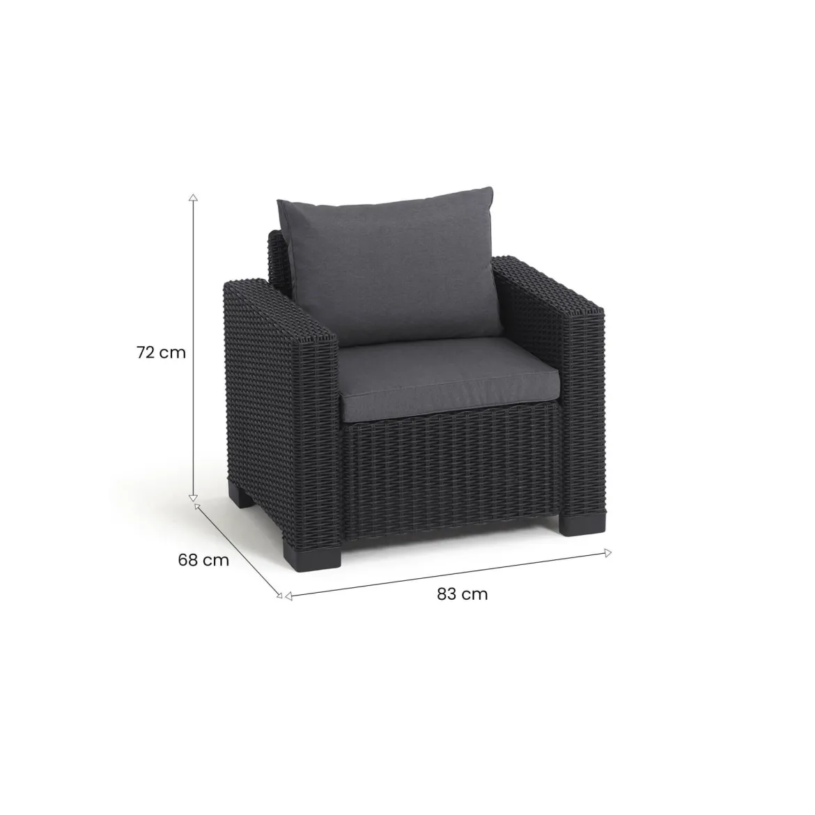 Set di 2 poltrone da esterno Miramichi, 83x68 h72 cm, Antracite