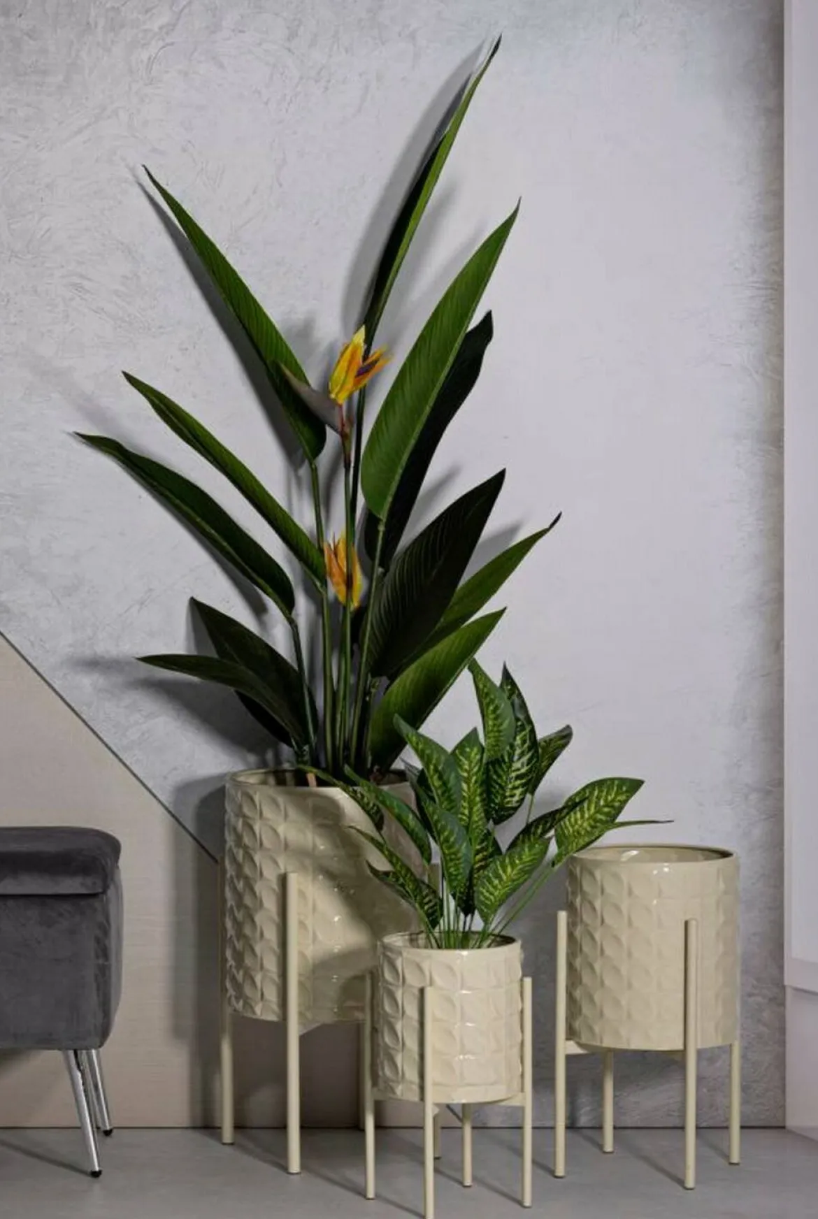 Set di 3 portavasi Cisterna, 36x36 h57 cm, Giallo