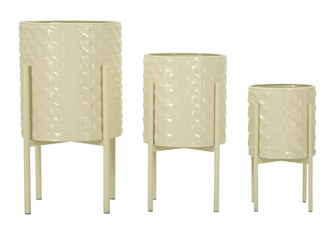 Set di 3 portavasi Cisterna, 36x36 h57 cm, Giallo