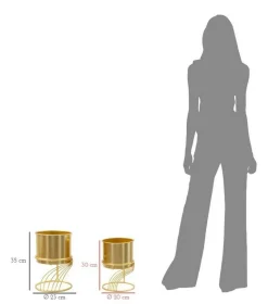 Set di 2 portavasi Sauri, 23x23 h36 cm, Oro