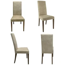 Set di Sedie Beige Marrone Noce 2 Sedie Effetto Velluto, Imbottito - Ferraris