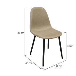 Set di Sedie Beige Nero 4 Sedie Imbottito, Effetto Corda - Zambrone