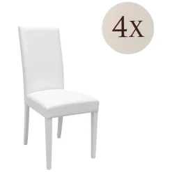 Set di Sedie Bianco 4 Sedie Imbottito, Effetto Laccato - Ferraris
