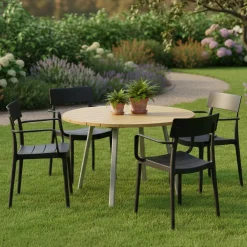Set di 4 sedie da balcone impilabili antracite - Dompu