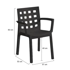 Set di 4 sedie da cortile impilabili antracite - Ambon