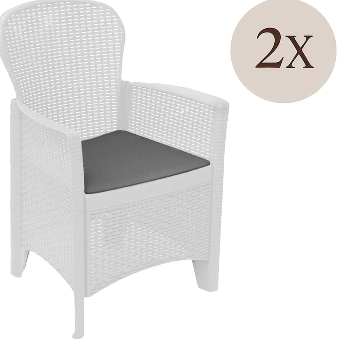 Set di 2 sedie da esterno Amilton, 59x57 h86 cm, Bianco
