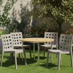 Set di 4 sedie da esterno Bandung, 48x53 h83 cm, Tortora