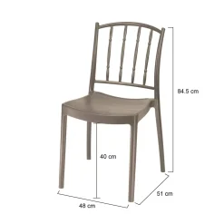 Set di 4 sedie da esterno Batam, 48x51 h85 cm, Tortora