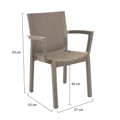 Set di 4 sedie da esterno Blitar, 57x53 h83 cm, Tortora