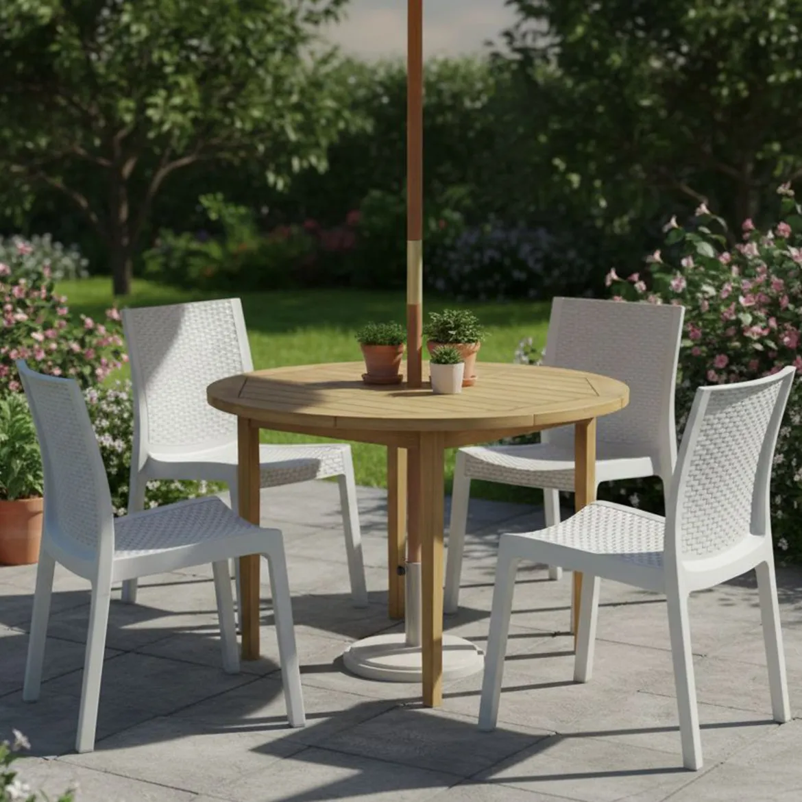Set di 4 sedie da esterno comode bianco - Bogor