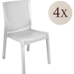 Set di 4 sedie da esterno comode bianco - Bogor