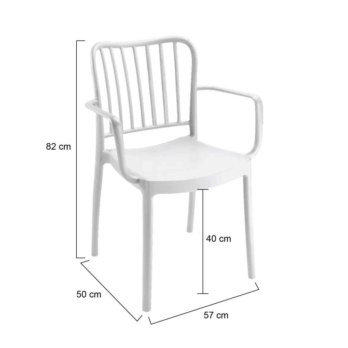 Set di 4 sedie da esterno Jember, 57x50 h82 cm, Bianco