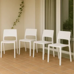 Set di 4 sedie da esterno moderne bianco - Cereseto