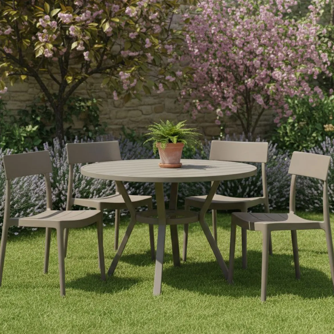 Set di 4 sedie da giardino anti raggi solari tortora - Dumai