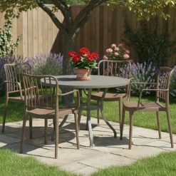 Set di 4 sedie da giardino impilabili tortora - Jember