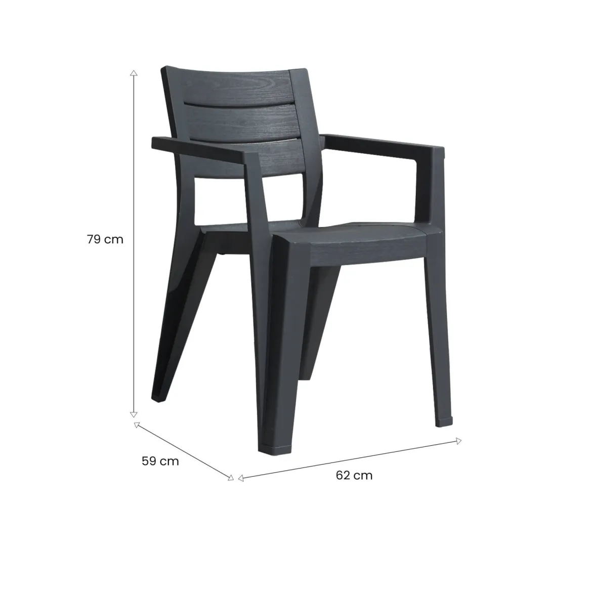Set di 6 sedie da giardino impilabili antracite - Courtenay