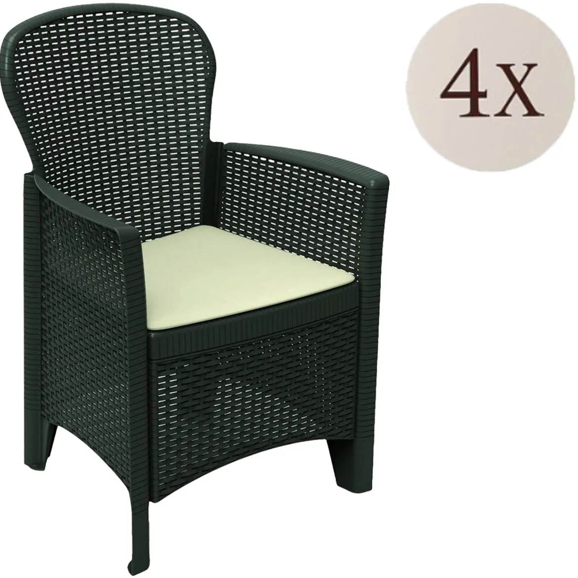 Set di 4 sedie da giardino in plastica antracite - Amilton