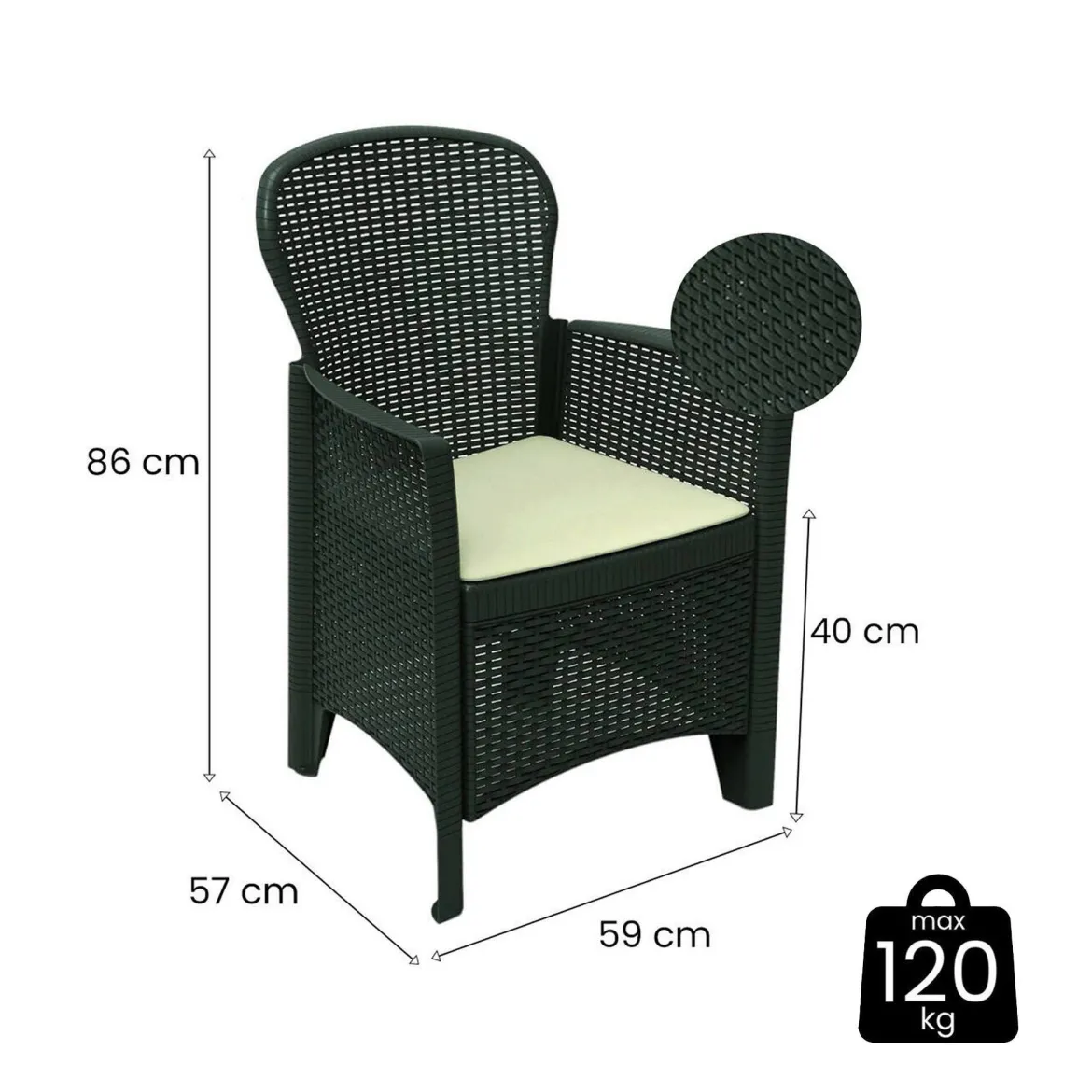 Set di 4 sedie da giardino in plastica antracite - Amilton