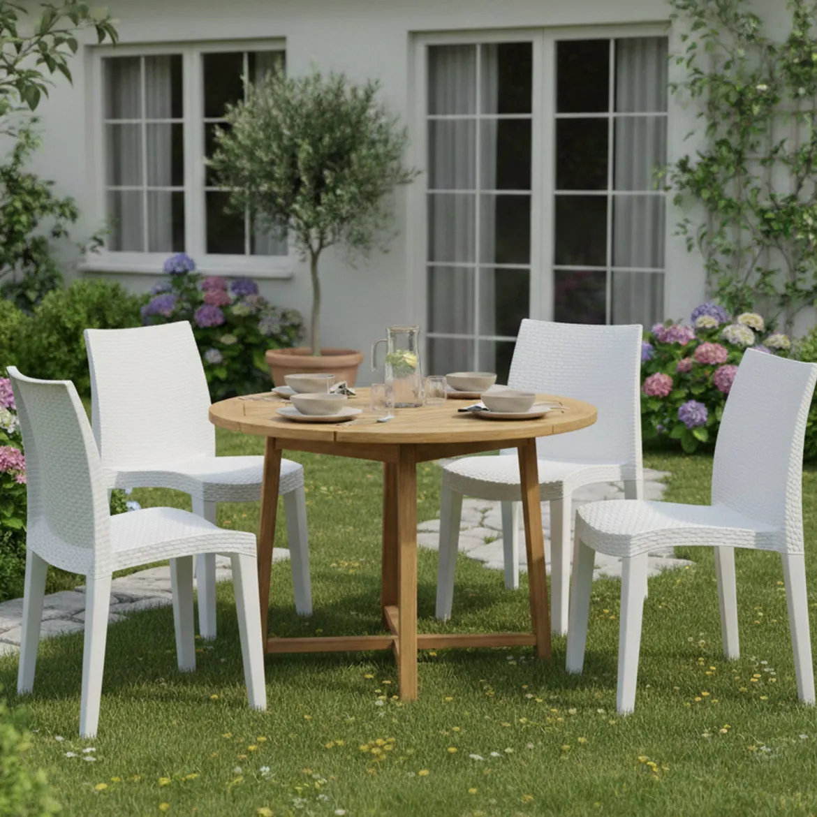 Set di 4 sedie da giardino moderne tortora - Banyumas