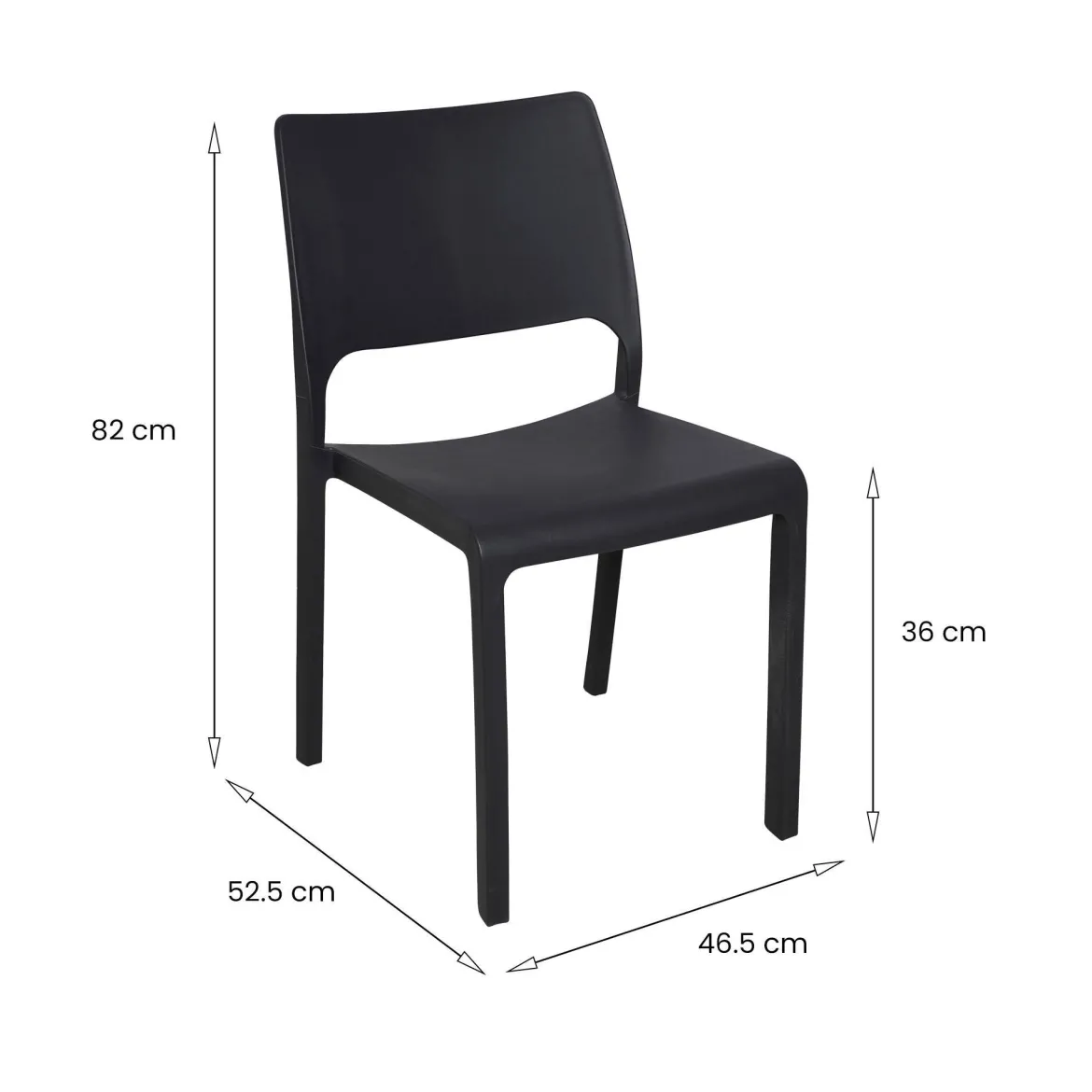Set di 4 sedie da terrazzo impilabili antracite - Cereseto