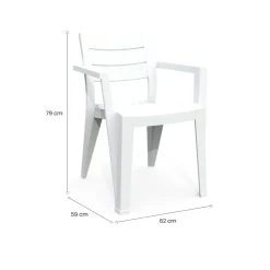 Set di 6 sedie da terrazzo impilabili bianco - Courtenay