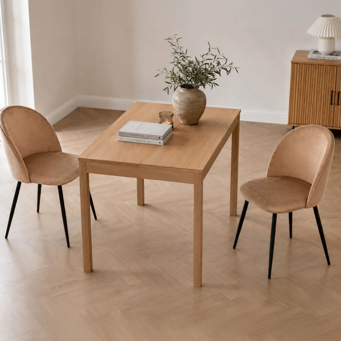 Set di 2 sedie design imbottite in velluto tortora - Achito