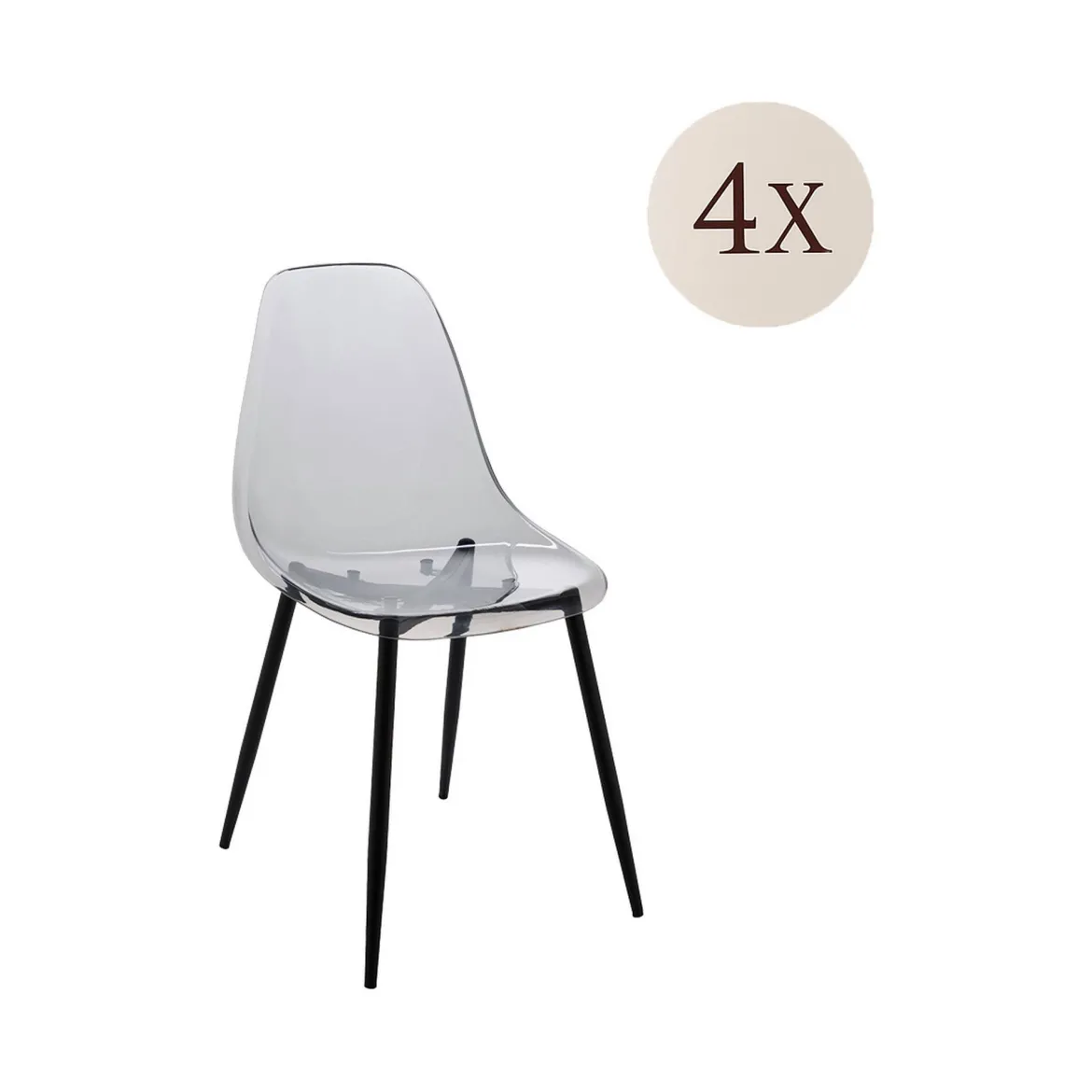Set di 4 sedie design in plastica fume - Amstrong