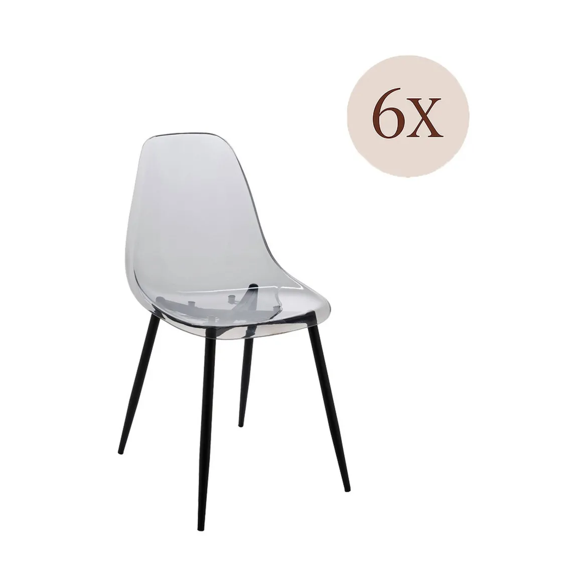 Set di 6 sedie design in plastica fume - Amstrong
