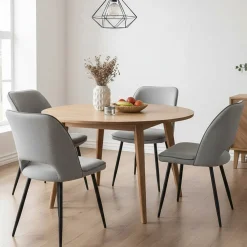Set di Sedie Grigio Chiaro Nero 4 Sedie Imbottito, Sfumatura Colore Struttura Chiaro - Staffolo