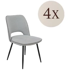 Set di Sedie Grigio Chiaro Nero 4 Sedie Imbottito, Sfumatura Colore Struttura Chiaro - Staffolo
