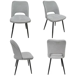 Set di Sedie Grigio Chiaro Nero 4 Sedie Imbottito, Sfumatura Colore Struttura Chiaro - Staffolo