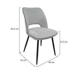 Set di Sedie Grigio Chiaro Nero 8 Sedie Imbottito, Sfumatura Colore Struttura Chiaro - Staffolo