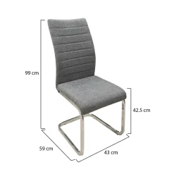 Set di Sedie Grigio Grigio 4 Sedie Imbottito, Materiale Struttura in Tessuto - Quintano