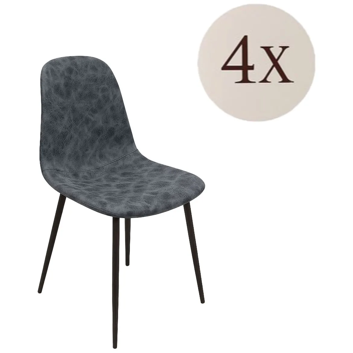 Set di Sedie Grigio Scuro Nero 4 Sedie Effetto Velluto, Imbottito - Osasco