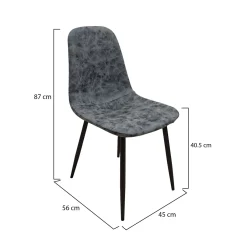 Set di Sedie Grigio Scuro Nero 4 Sedie Effetto Velluto, Imbottito - Osasco