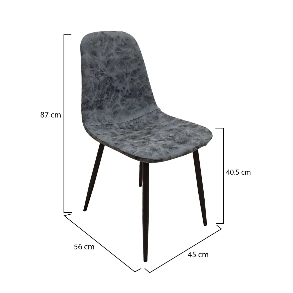Set di Sedie Grigio Scuro Nero 4 Sedie Effetto Velluto, Imbottito - Osasco