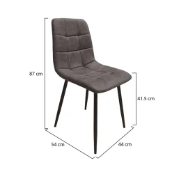 Set di Sedie Grigio Scuro Nero 8 Sedie Effetto Velluto, Imbottito - Quintano
