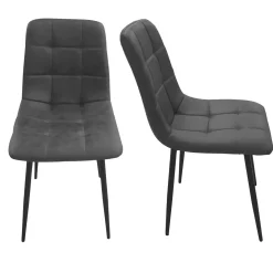 Set di Sedie Grigio Scuro Nero 8 Sedie Effetto Velluto, Imbottito - Quintano