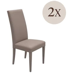 Set di Sedie Grigio Tortora 4 Sedie Imbottito, Effetto Laccato - Ferraris