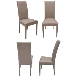 Set di Sedie Grigio Tortora 4 Sedie Imbottito, Effetto Laccato - Ferraris