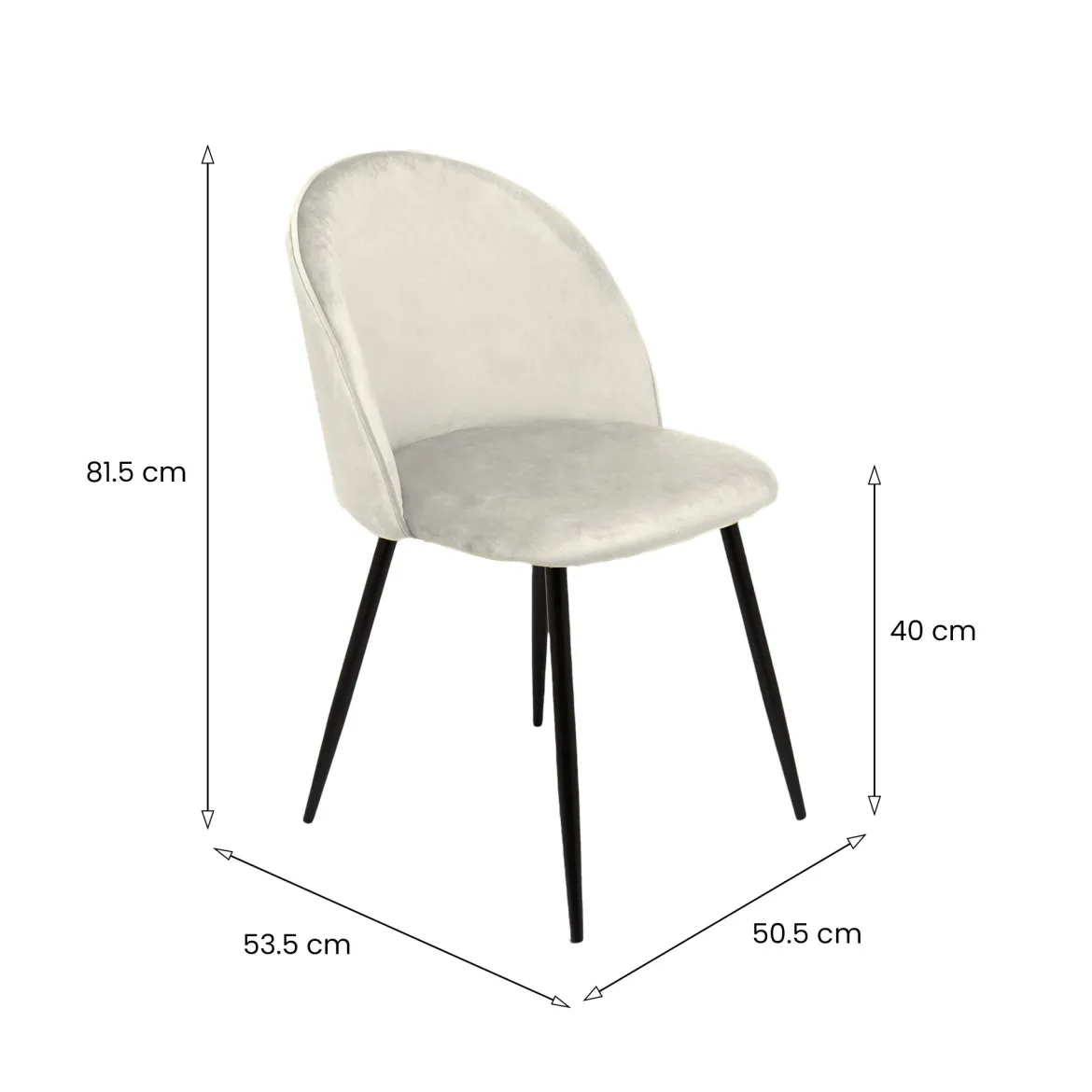 Set di 4 sedie imbottite in velluto panna - Achito