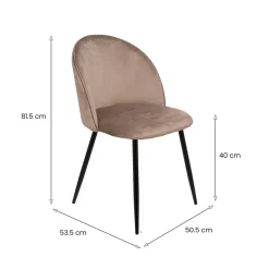 Set di 4 sedie moderne imbottite in velluto tortora - Achito